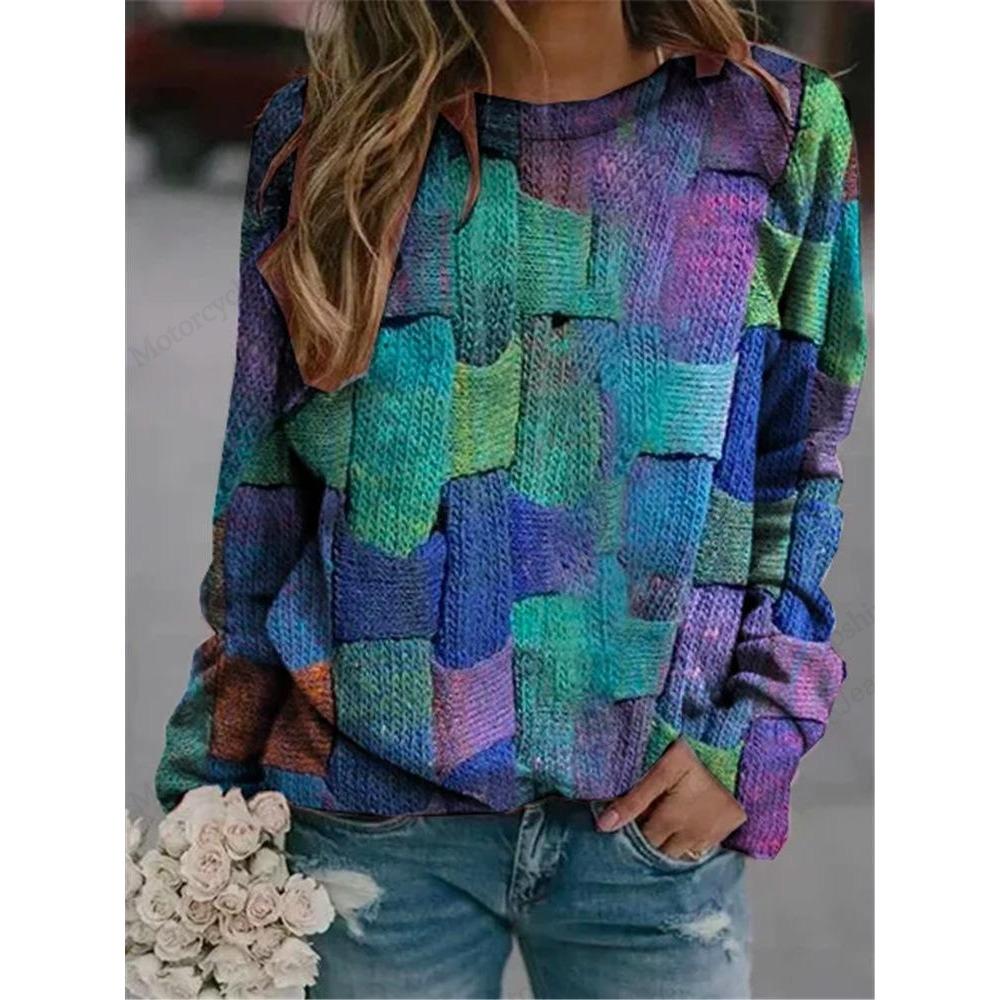 Women Hoodie Creative Sweater Splicing 3d Print Hoodie Sweatshirt Women Fashion O-neck Hoodie Female Sweat Autumn Winter Clothes