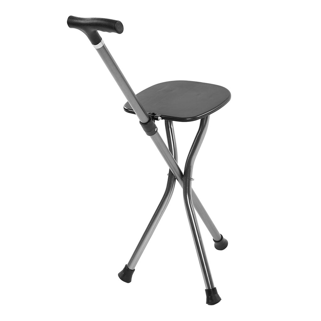 Walking Stick Three Legged Stool Cane Stool Hiking Walking Stick Aluminum Alloy Folding Chair Cane