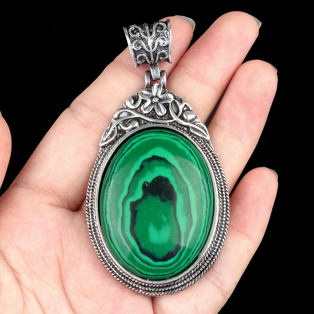 ET of gemtone crystal agate semi-precious stone alloy inlaid gemstone pendant, jewelry