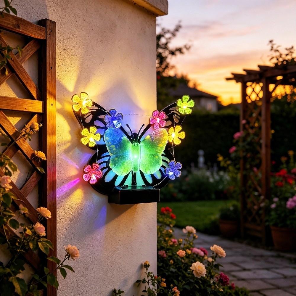 Waterproof Solar Butterfly Wall Light Solar Powered LED Light Landscape Atmosphere Light Landscape Decor Butterfly