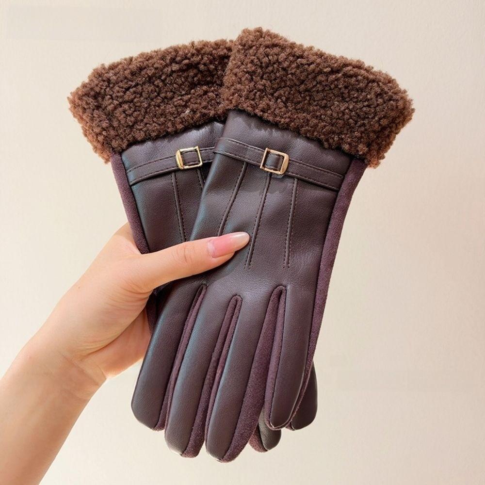 Warm Touch Screen Gloves Thick Thermal Winter Gloves Retro Fleece Lined Gloves  Commuting