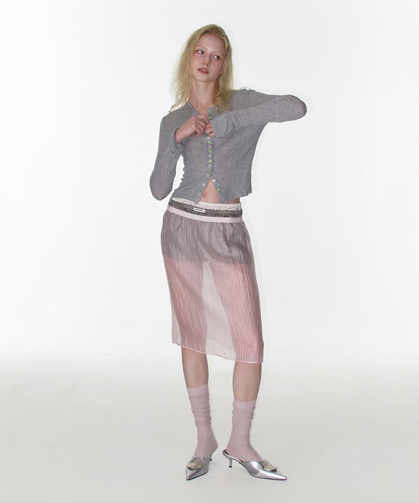 Crank Sheer Layered Skirt Pants_Pink