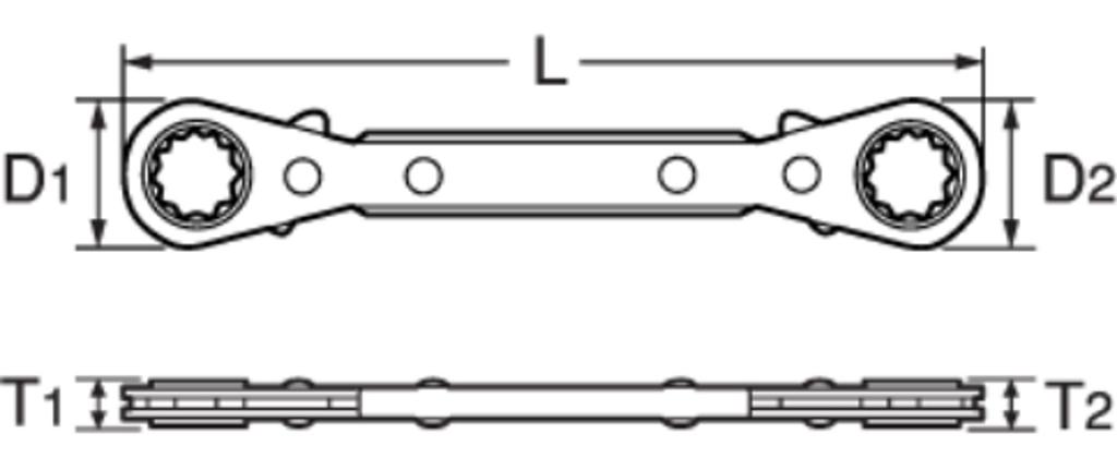 TOP Plate Ratchet Wrench, 22x24mm, 20° Feed, Final Tightening, Made In Japan, Tsubame-Sanjo, PR-22x24N