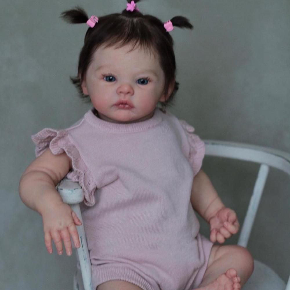 

BZDOLL 45 CM 18inch Soft Vinyl 3D-Paint with Visible Veins Soft Silicone Reborn Girl Baby Doll Toy Like Real Kids Birthday Gift cloth body doll