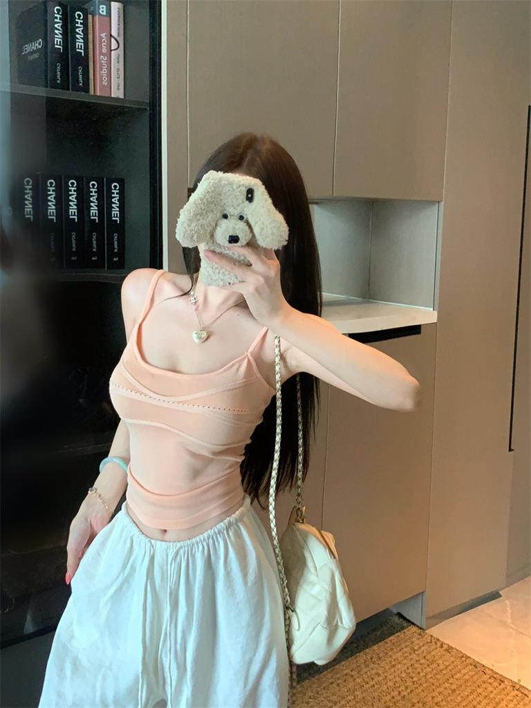 U-neck slim-fitting sling vest women's summer new casual simple and thin versatile short top