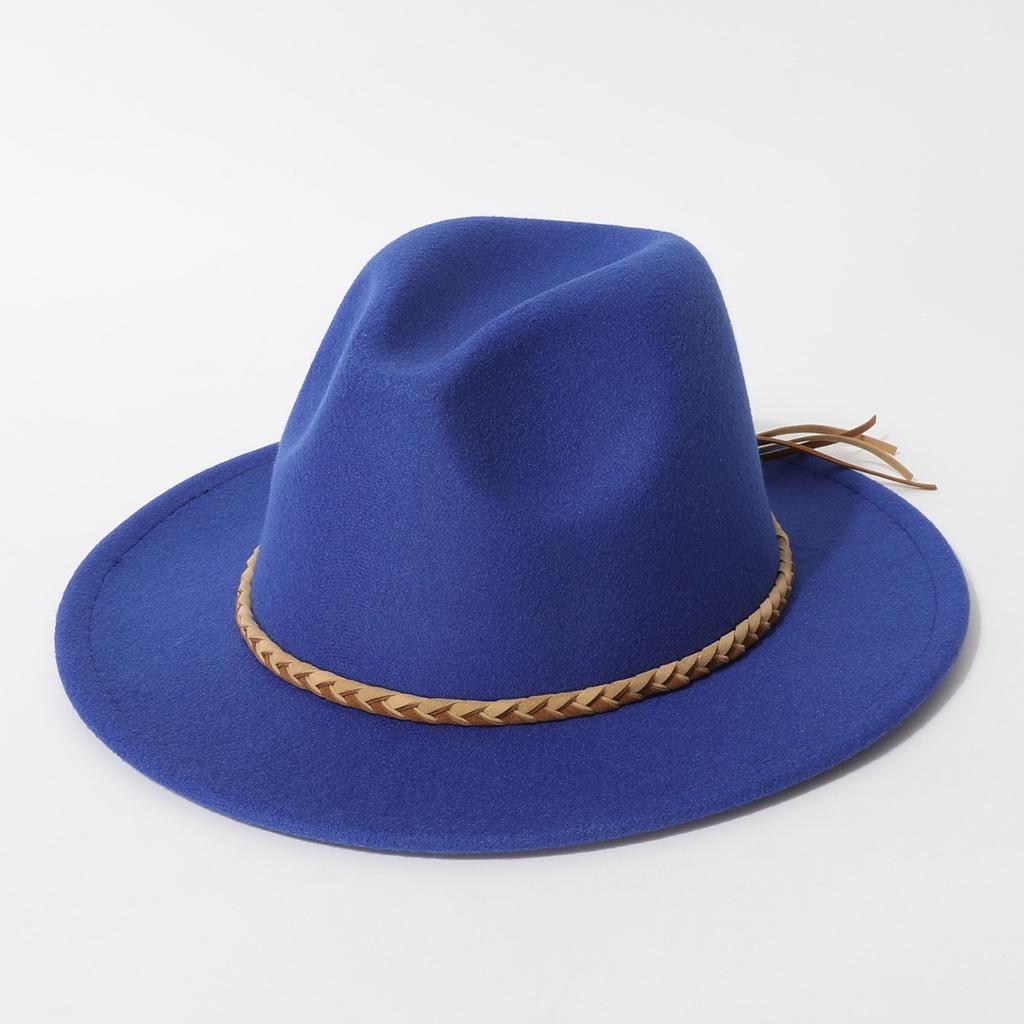 Western cowboy hat, vintage wide-brimmed jazz woolen hat, men's ribbon felt hat, Mongolian street dance Tibetan knight hat
