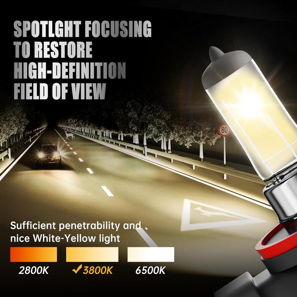 H11 Halogen Headlight Bulb,12V 55W Head Lamps,3800K,4000 Lumens,H4 Head Light Bulbs for Car,High and Low Beam,Fog Light Bulb,Pack of 2