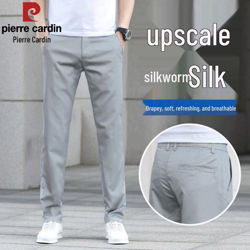 Pierre Cardin Men's Mulberry Silk Blend Straight Casual Pants