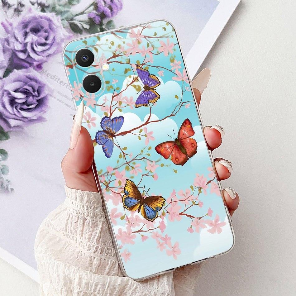 For Samsung Galaxy A07 2025 Elegant Floral Butterfly Phone Case For Samsung A07 SM-A075F Soft Silicone TPU Cases