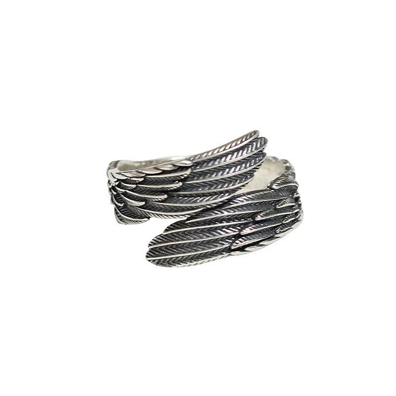 Adjustable Open Ring Couples With Angel Wing Design Vintage Plated Geometric Love Unisex Gift
