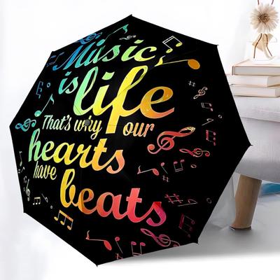 1pc Music Life Folding Umbrella | Elegant Design, Fashionable Accessory, Durable Construction, Sturdy Ribs Yy251107141