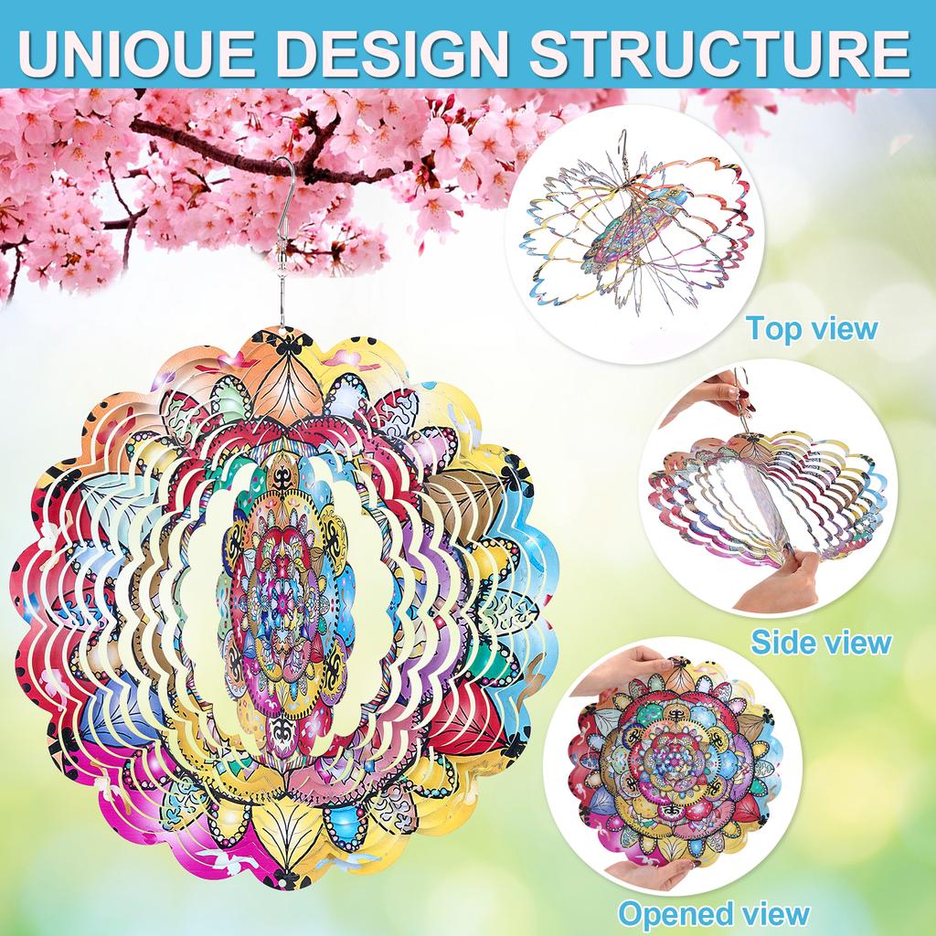 Animal Wind Turbine Outdoor Fan Hanging Decoration Outdoor Courtyard Garden Decoration Mandala 3D Rotating Wind Chime
