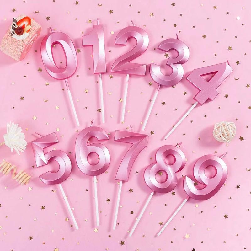 Pink Blue Digital Candle 0-9 Number Birthday Candles Cake Dessert Insert Decoration Baby Shower Anniversary Day Cake Decor