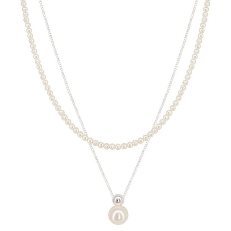 Delicate Multilayer Chain Necklace Pearls Charm Feminine Jewelry Pendant Necklaces Copper Texture for Daily Wear 1