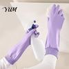 Thickened Velvet Cleaning Gloves Fleece Lined Dishwashing for Housework, Waterproof PVC Rubber Gloves, Anti-slip Housework Grip Warm Lining