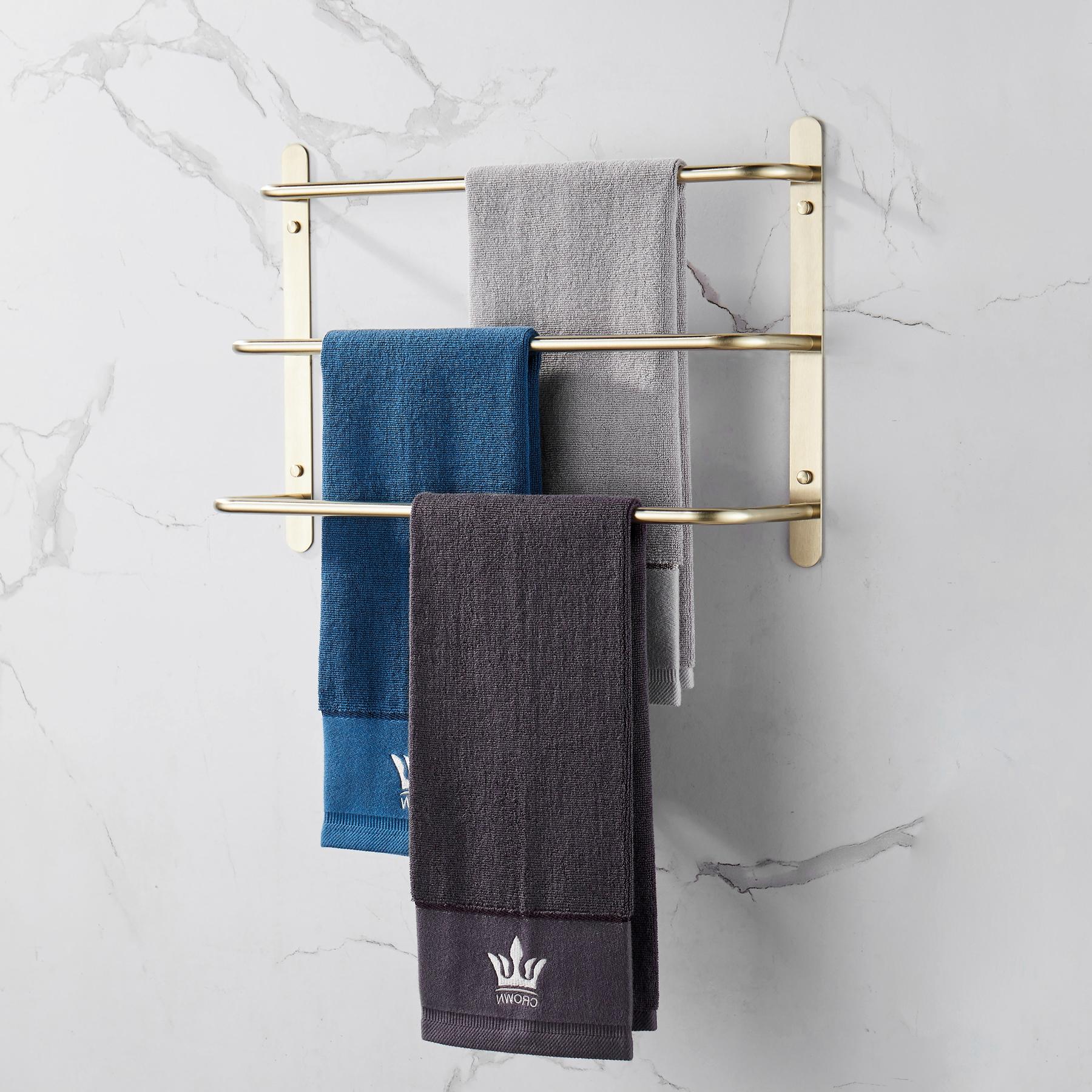 

Волочение золота, нержавеющая сталь 304, аксессуары для ванной комнаты, колено, трехполюсная вешалка для полотенец