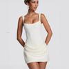 2026 New Women's Sexy Square Neck Sleeveless Bodycon Strap Waist-Cinching Short Dress