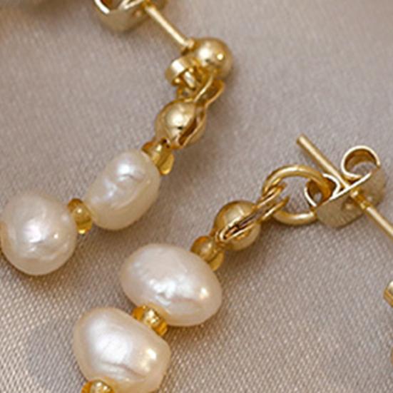 1 Pair Hoop Earrings Baroque Faux Pearls Decor Korean Style Design Earrings Jewelry Gift Fashion Accessories