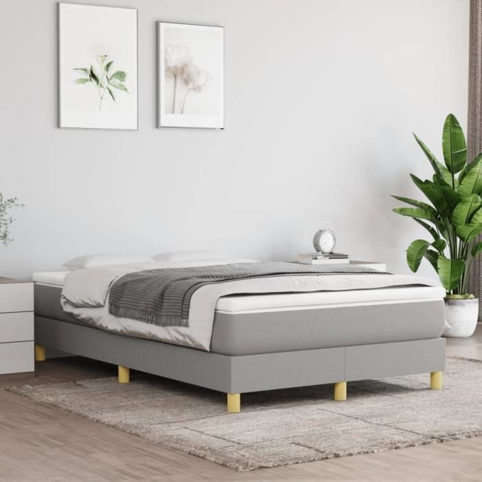 3144159 vidaXL Lit à sommier tapissier avec matelas Gris clair 120x200cm Tissu
