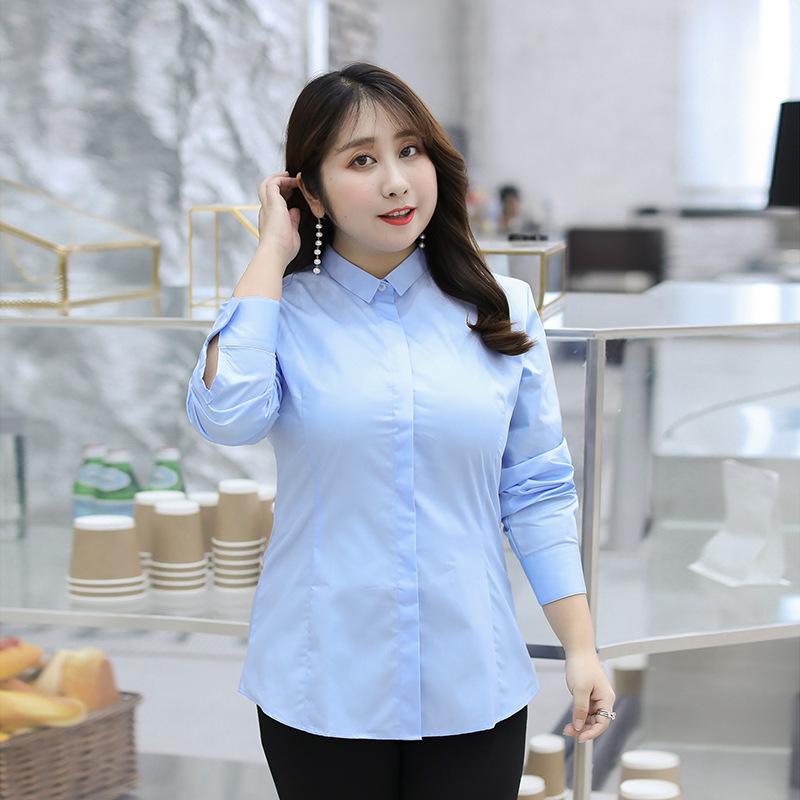 

Женская рубашка большого размера с длинным рукавом, профессиональная, с воротником-стойкой, для официального делового стиля XL