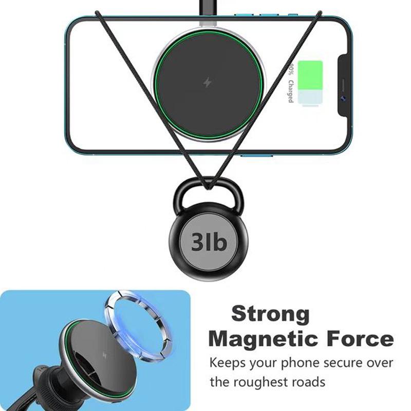 15W Magnetic Wireless Car Phone Holder Adjustable 360 Degrees Car Charger For Iphone15 14 13 Pro Samsung Universal Phone