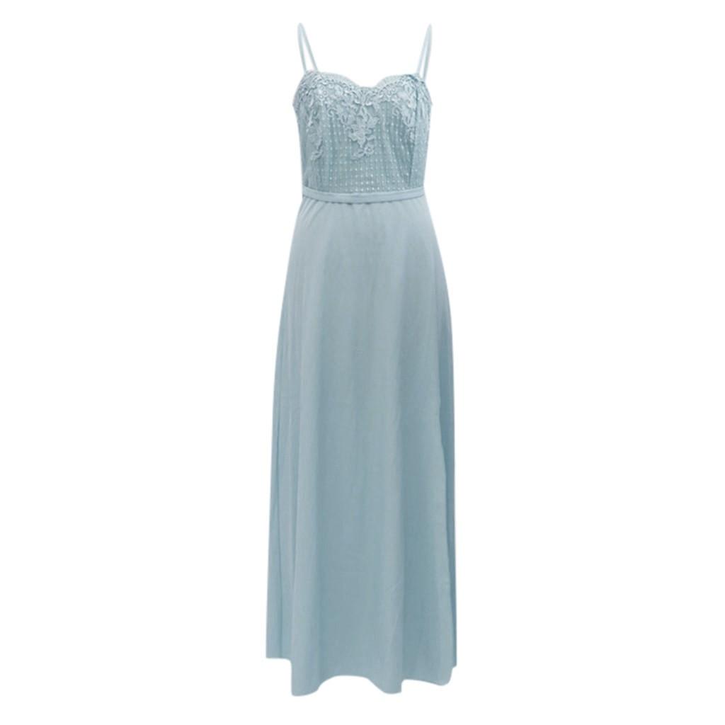 Women's Summer Fashion Suspended Sexy Lace Solid Long Dress