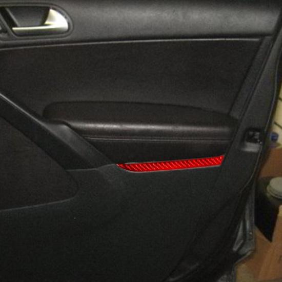 For Volkswagen Tiguan Red Carbon Fiber Front Door Panel Cover Trim Strip