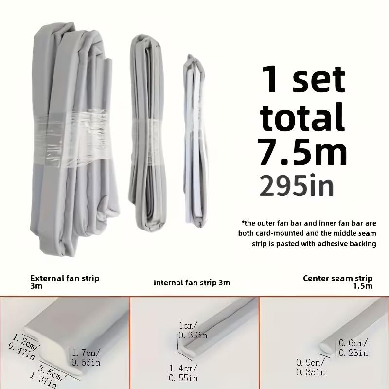 Z-formad tätningslist för skjutdörrar och fönster, vindtät och ljudisolerande, enkel att installera för dörr- och fönstertätning, gliptejp