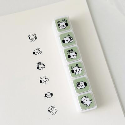 Kawaii 6 Designs Decorative Stamps Diy Crafts Cartoon Press Inkpad Stamps Multipurpose Self Inking Stamp Journal Planner