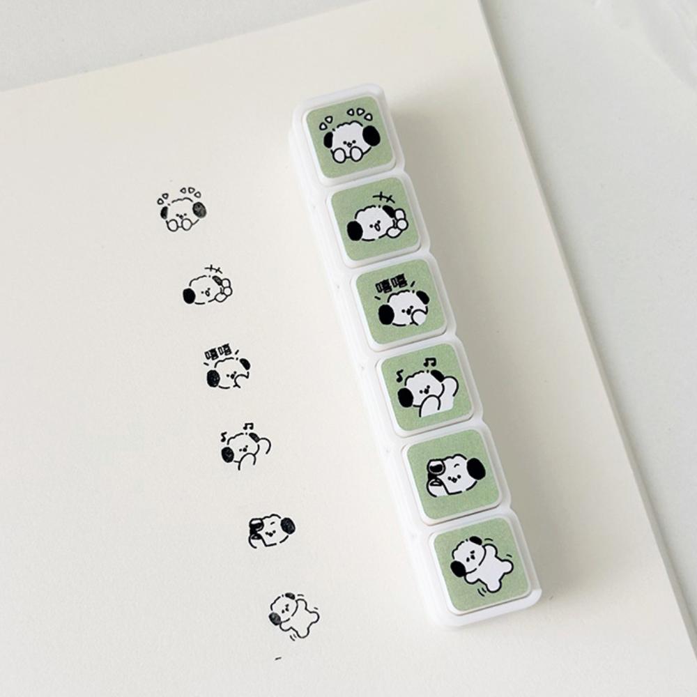 Kawaii 6 Designs Decorative Stamps Diy Crafts Cartoon Scrapbooking Stamp Multipurpose Press Inkpad Stamps Journal Planner
