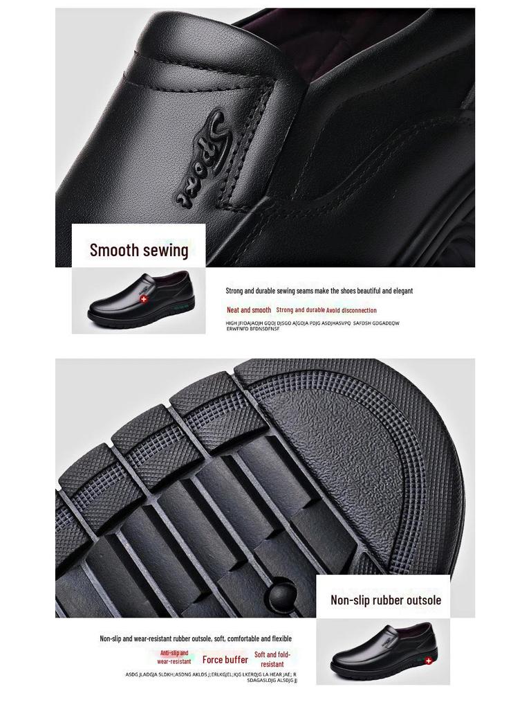 Men's Genuine Leather Non-Slip Casual Business Shoes - Breathable, Comfortable & Lightweight for Middle-Aged Dads