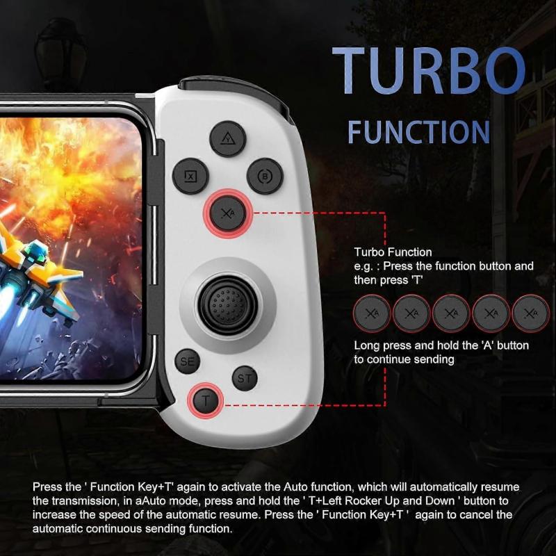 D6 Wireless Stretching Extendable Gaming Controller Joystick Pad Compatible For IPhone Android Phones Switch Gamepad(White)