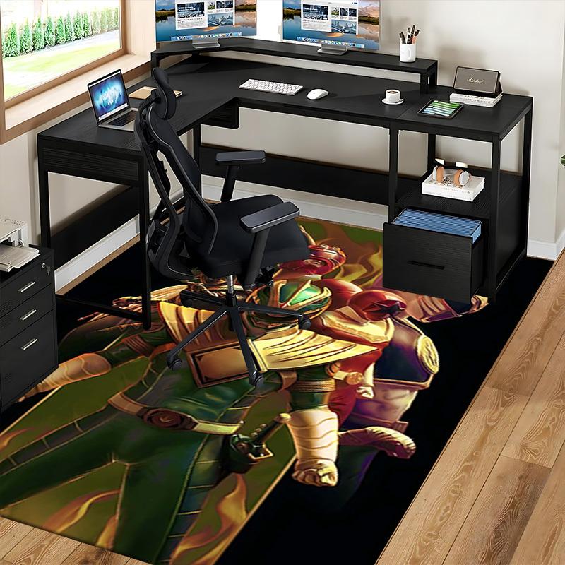 1pc Power Rangers Green Ranger Anime Cartoon Design Office Chair Mat Non-Slip Carpet for Home Decor, Suitable for All Seasons.Y026