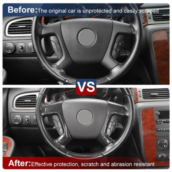 Steering Wheel Control Trim Cover Carbon Molded Fit For Suburban Tahoe 2007-2013
