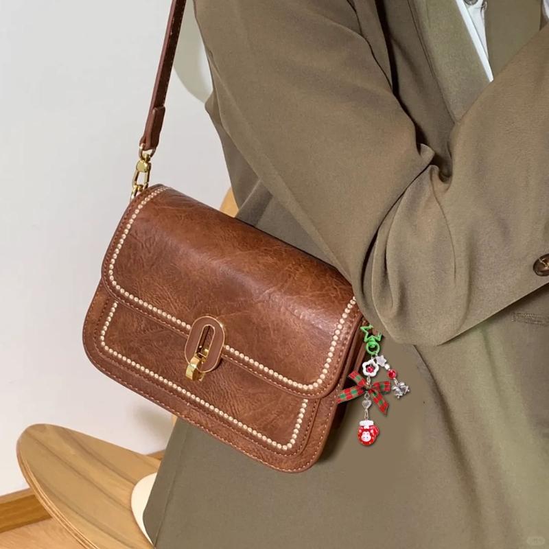Bowknot Acrylic Phone Charm Straps Elegant Beaded Bowknot Phone Charm with Christmas Charm for Backpacks Purses