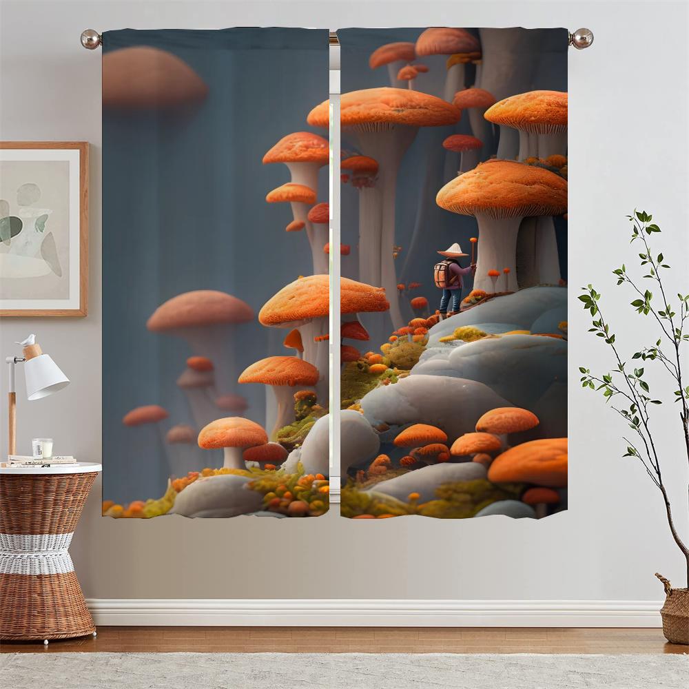 Mushroom World Ready Curtains Cheap Things With Free Shipping for Home Tentacles Curls Short Window Curtains Beaded Curtain Room