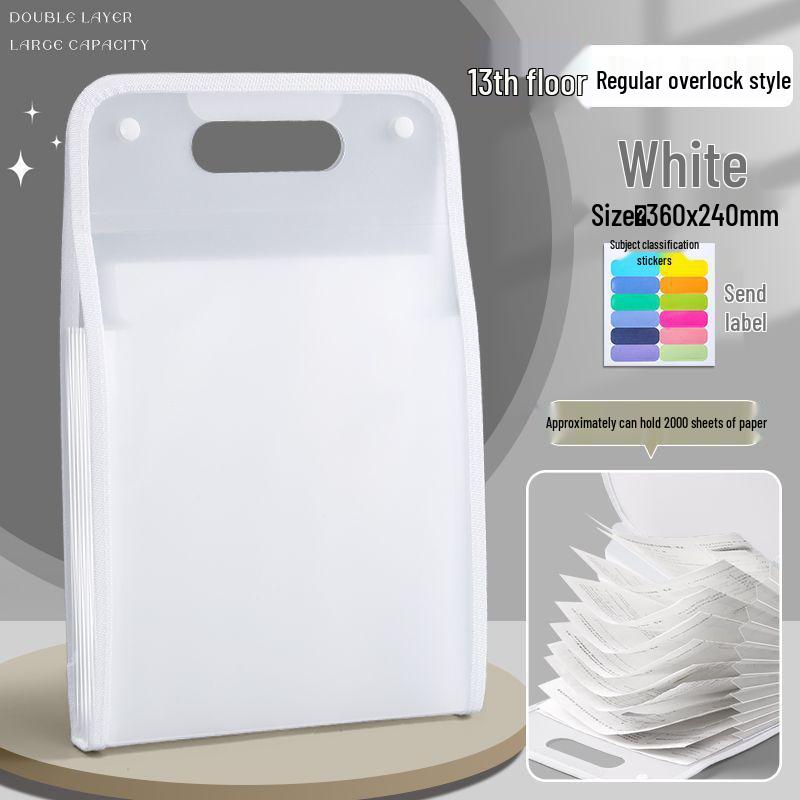 A4 Handheld Multi-Layer Accordion Folder for Students - Large Capacity, High-Value Classification Storage Bag.