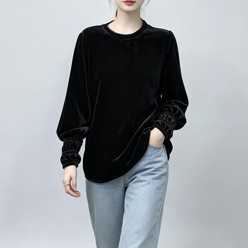 Women s Mulberry Silk Round Neck Long Sleeve T-shirt M