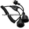 2m EU Plug Power Extension Cable Splitter: 1-to-2 Male-to-Female, 3x1.0 sq mm, 0.16m