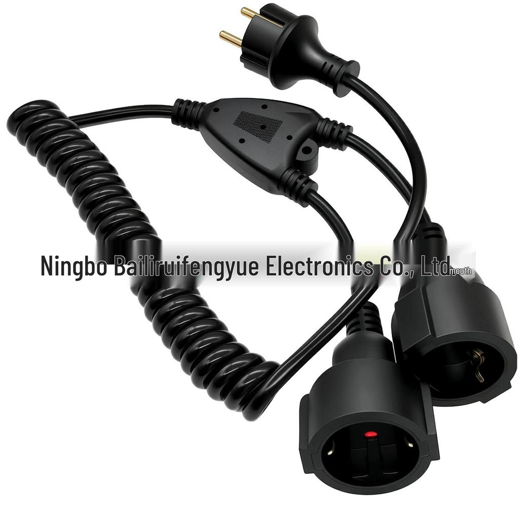 2m EU Plug Power Extension Cable Splitter: 1-to-2 Male-to-Female, 3x1.0 sq mm, 0.16m