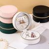 Solid Colored Jewelry Storage Box Round Necklace Ring Case Simple Earring Organizer  Girls