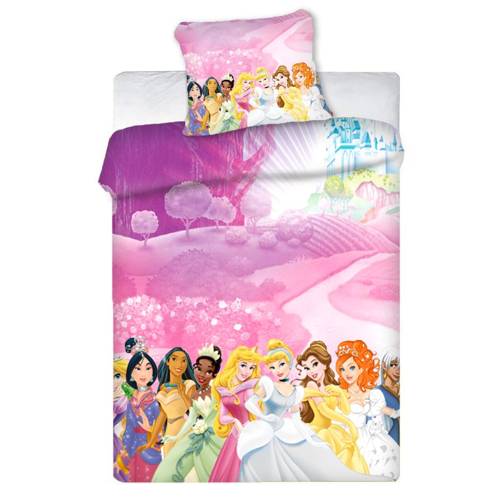 Disney Prinzessin Serie 100% Polyester Bettwäsche Set Bettbezug Für Zuhause 3-teiliges Set 1 Bettdeckenbezug Anime Niedlich Bedruckt Cartoon