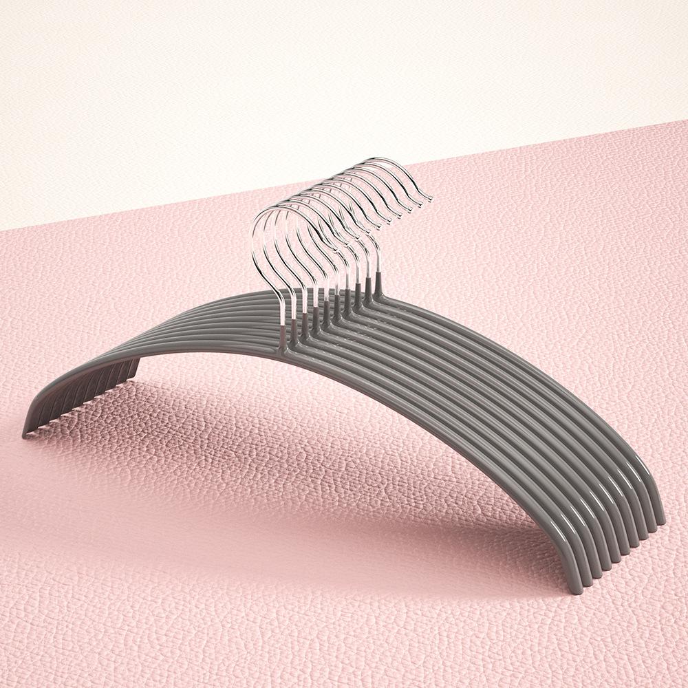 

10 шт. черная вешалка для одежды, утолщенная изогнутая вешалка для пальто, свитера, нескользящая вешалка для костюмов, вешалки для хранения и демонстрации 10PCS серый