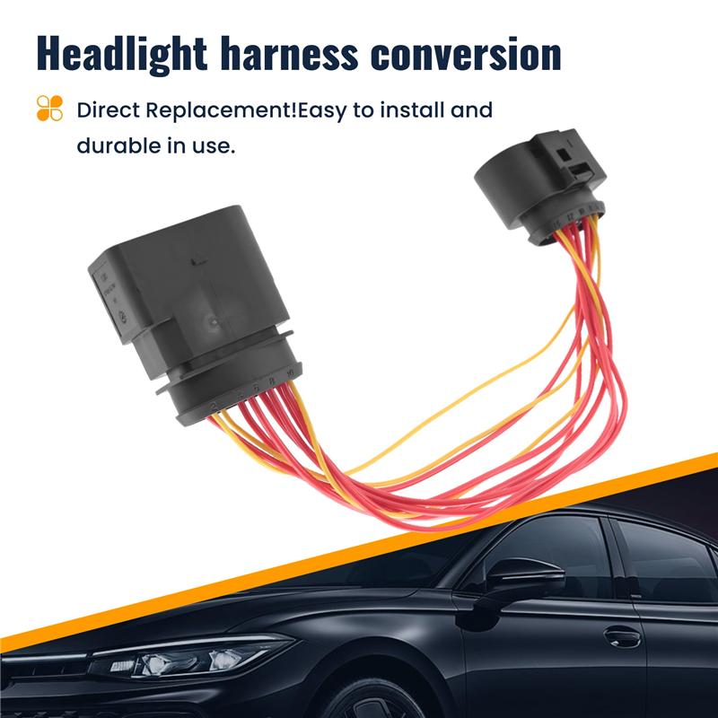 Car HID Xenon Headlight 10 To 14 Pin Connector Adapter For 1J0973835 1J0973737 Car Accessories-M53K