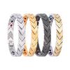 Bracelet Chaîne Magnétique Santé 11mm Couleur Or Rose Punk pour Femmes Hommes Hiphop Acier Inoxydable Noir Bijoux Manchette Bio Énergie Vélo