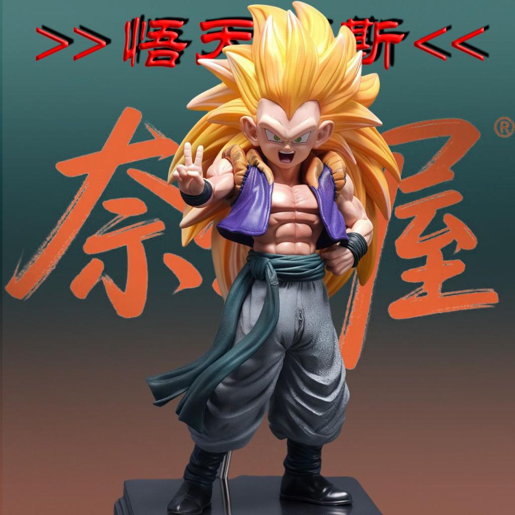LK Studio Dragon BallZ 2% Gotenks Wukong SSj3 8.66Inch/22cm Can be Move Three heads replaceable PVC Battle Figure hot toys Durable Gift