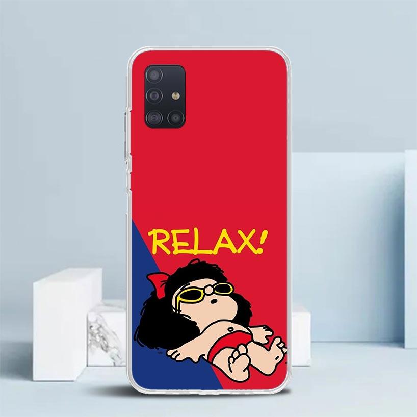 Cartoon Cute Mafalda Phone Case For Samsung Galaxy A52 A32 A22 A12 A51 A50S A30S A10S Note 20 Ultra 10 S10 Plus A31 A20 A71 A72