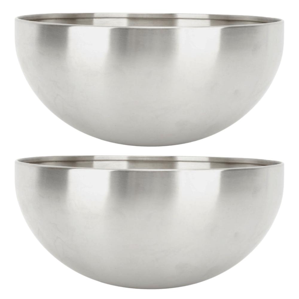 2pcs Stainless Steel Mixing Bowl Round Shape Kitchen Serving Bowl For Restaurant