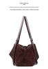 2026 Luxury Retro Suede Leather Tote Bag: High-End Frosted Cowhide Women's Shoulder Bag