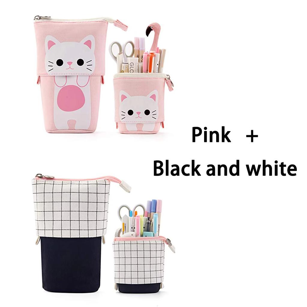 Cutie de creion retractabilă drăguță de mare capacitate, cutie de stilouri Kawaii, geantă de depozitare cosmetice pentru fete, articole de papetărie, rechizite de birou și școală